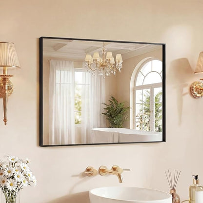 DUMOS 22"x30" Wall Mirror, Bathroom Mirrors for Over Sink, Black | Tempered Glass & Anti Rust Metal Frame, Decor for Entryway, Living Room, Bathroom, Vanity
