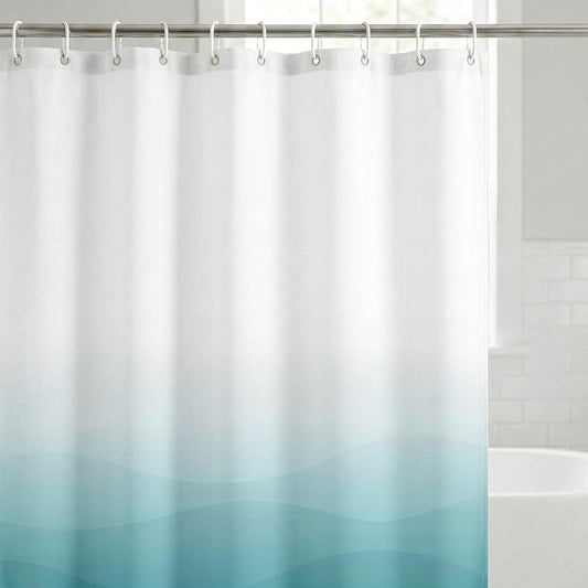 Americanflat 71x74 Wave Blue Ombre Shower Curtain - Water-Resistant Long Shower Curtain with Durable Grommets and 12 Hooks - 100% Polyester
