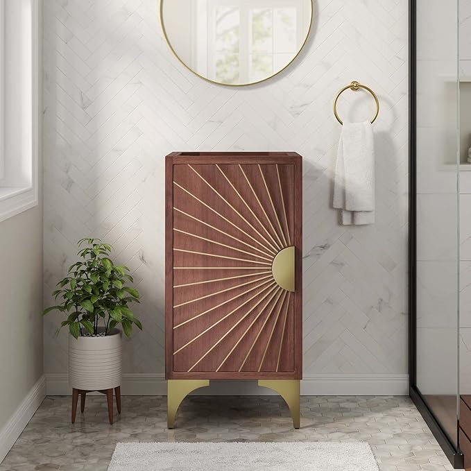 Modway Daylight Bathroom Vanity Cabinet-Sink Basin Not Included, 18 Inch, Walnut