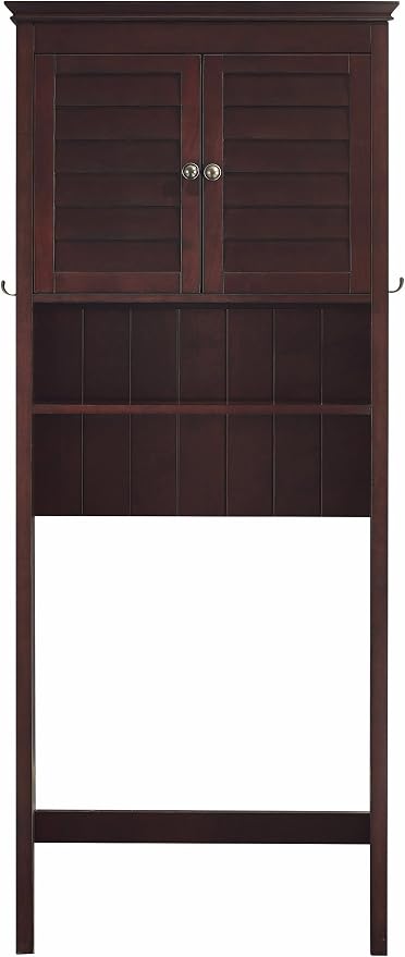 Crosley Furniture Lydia Over The Toilet Storage Cabinet and Bathroom Organizer with Hooks and Shelves, Espresso
