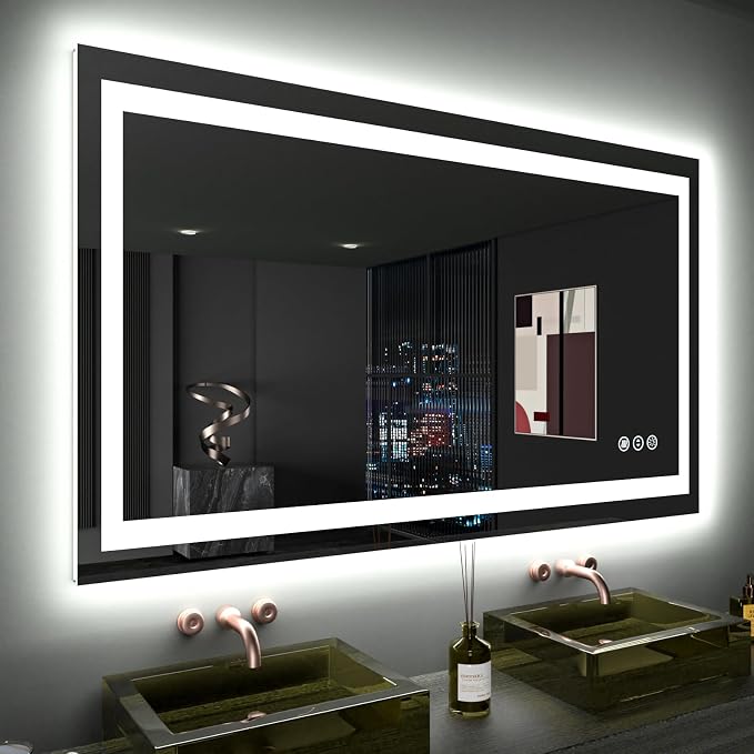 LOAAO 48"X28" LED Bathroom Mirror with Lights, UL Listed | Anti-Fog, Dimmable, 3 Color Temperature, Backlit + Front Lit, Memory Function, Tempered Glass