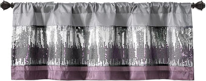 Lush Decor Night Sky Sequins Valance Curtain Single, 52"W x 18"L Purple & Gray - Kitchen Curtains Valances For Windows - Bathroom Curtains Window