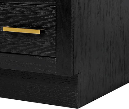 ARIEL Hepburn 42-inch Bathroom Vanity Base Cabinet,Solid Wood, 2 Soft Closing Doors, 5 Dovetail Drawers, Black Oak
