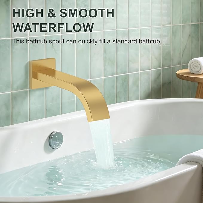 Rain Shower System with Rough-in Valve, Wall Mount Shower Faucet Set with 12" & 6" Dual Rain Shower Heads, 2-in-1 Handheld Shower, Tub Spout, 4-Function Complete Shower Fixture, Brushed Gold