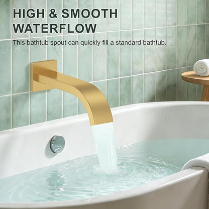 Rain Shower System with Rough-in Valve, Wall Mount Shower Faucet Set with 12" & 6" Dual Rain Shower Heads, 2-in-1 Handheld Shower, Tub Spout, 4-Function Complete Shower Fixture, Brushed Gold