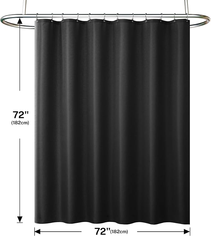 Shower Curtain and Liner Set with Hooks Shower Curtain Set Black | 3 in 1 Shower Curtain Set 72x72 Shower Curtain and Liner with Hooks Fabric Shower Curtains for Bathroom Hotel Waterproof