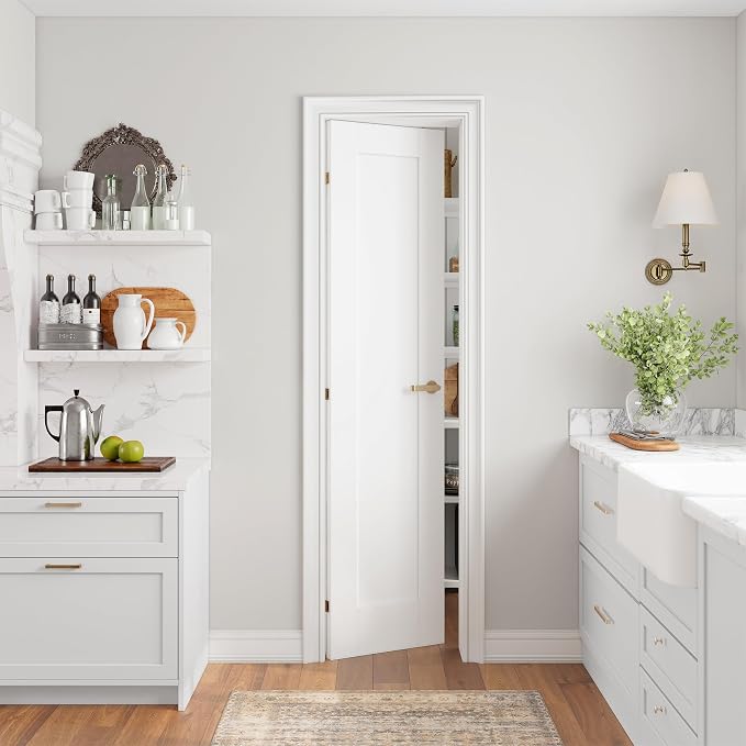 SMARTSTANDARD 18" x 80" Slab Door, Solid Core Interior Door, Pre-Assembled | 1-Panel without Hardware Kit, White Primed Shaker for Pantry, Bathroom, Laundry, Paintable Surface