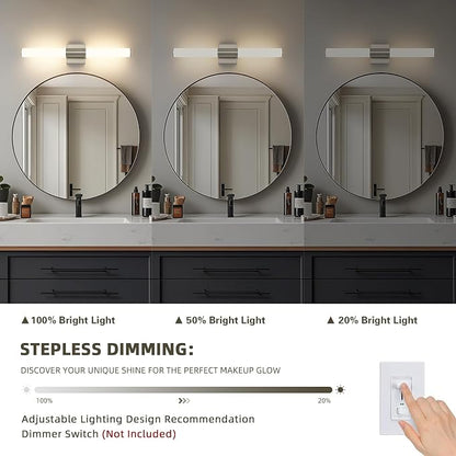 Brushed Nickel Bathroom Light Fixture 5CCT Dimmable 18W Led Bathroom Vanity Lights Over Mirror Modern Bath Lights for Mirror