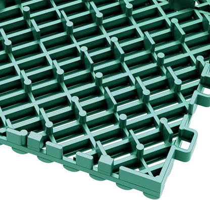 12-Pcs Interlocking Tile, 12" x 12" Indoor/Outdoor Self-Drainage Interlocking Floor Tiles, Non-Slip Heavy-Duty Polypropylene Splicing Flooring Tile for Garage Patio Pool Bathroom, Green