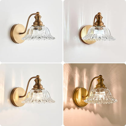 XIEDUN Vintage Wall Sconces Brass Wall Lights for Living Room Bathroom Sconces 2Pack