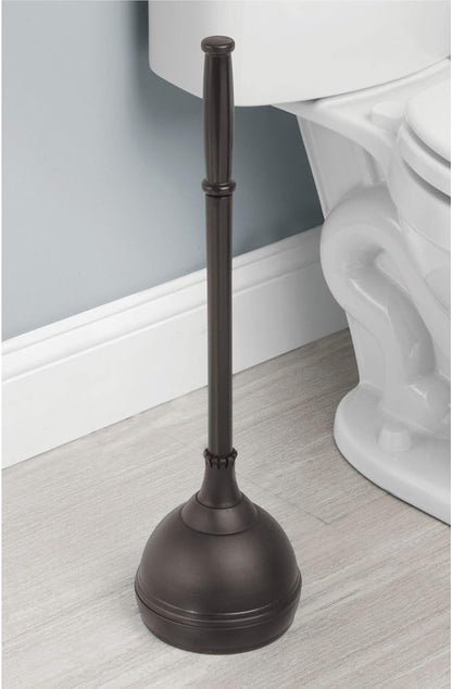 iDesign Kent Plastic Plunger with Cover Set, Bronze | 5.96" x 5.96" x 21.66", For Master, Guest, Kids', Office Bathroom, Cleaning and Storage