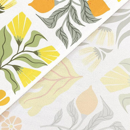 JAWO Cute Boho Floral Shower Curtain, Vintage Yellow Abstract Floral Retro Aesthetic Plant Shower Curtain for Bathroom, Funky Unique Waterproof Fabric Polyester Bath Curtains Decor with Hooks,70Wx75H