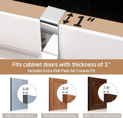 KES Over The Cabinet Door Towel Rack, 2 Pack, Polished Steel | Fit Cabinet Doors Under 1" Thick, EVA Pads, Kitchen Towel Bar Rack, Dish Towel Holder, SUS304 Stainless Steel