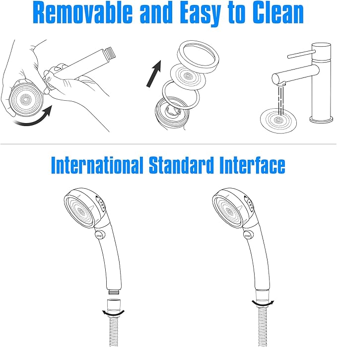 JONKEAN Handheld Shower Head with Hose for RV Brushed Nickel | High Pressure and Water Saving, ON/OFF Switch, Easy to Detachable, Equipped with 3 Spray Modes and Bracket