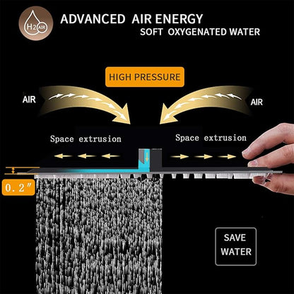 16 In Rain Shower Head High Pressure Rainfall Shower Head Matte Black | Square Rain Bathroom Showerhead, High Flow, Large Stainless Steel, Ceiling Mounted, Wall Mounted, Waterfall Full Body