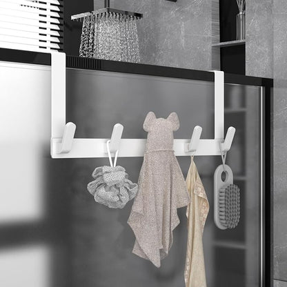 Over The Door Hooks Hanger, Heavy Duty Rack for Winter Coat, Fits 1 3/4" Doors, L7U - Bathroom Accessories and Towel Organizer Holder - White