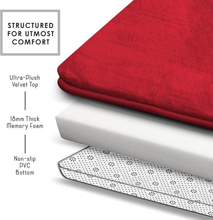 Clara Clark Bathroom Rugs, Velvet Memory Foam Bath Mat, Non-Slip, Machine Washable Bath Rugs - Dries Quickly, Ultra Soft Plush Bath Mats for Bathroom, 17 x 24, Burgundy Red