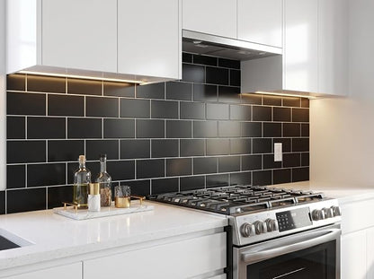 Yipscazo 2026 New Upgrade Peel and Stick backsplash 3 x 6 Inches, Backsplash Tile Peel and Stick Tile for Kitchen, Bathroom, Laundry Room, Fireplace(Polished Marble Black, 160 Pieces)
