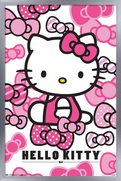 Trends International Hello Kitty - Bows Wall Poster, 22.375" x 34", Silver Framed Version