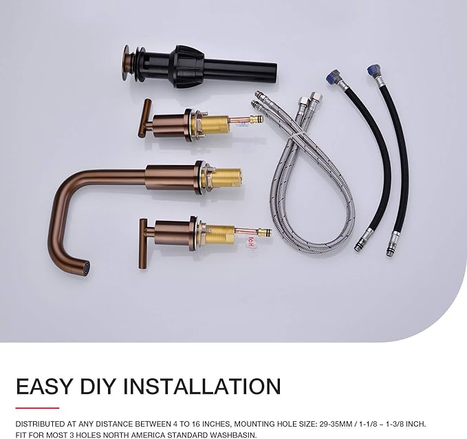 TRUSTMI 2 Handle 8 Inch Bathroom Faucet with Pop Up Drain and cUPC Water Supply Lines Assembly, Brass Bronze 3 Hole Widespread Vanity Sink Tap, Brushed Rose Gold