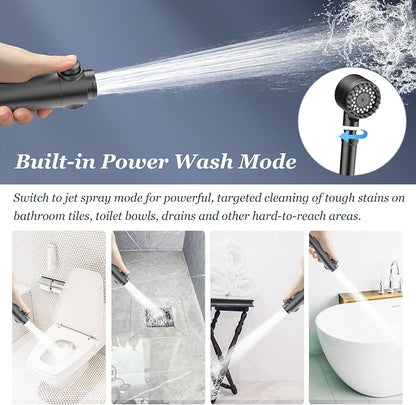 FEELSO Filtered Shower Head with Handheld, High Pressure Shower Filter Head | ON/OFF Switch, Anti-clog Nozzles, 4 Spray Showerhead with Filters for Hard Water, Remove Chlorine, Reduce Dry Itchy Skin