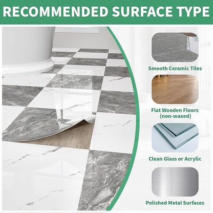30-Pack Peel and Stick Vinyl Floor Tile Polish 12” x 12”, Self Adhesive Flooring Planks for Bathroom, Renters, Kitchen, Dark Grey&White Marble (15 per Color)