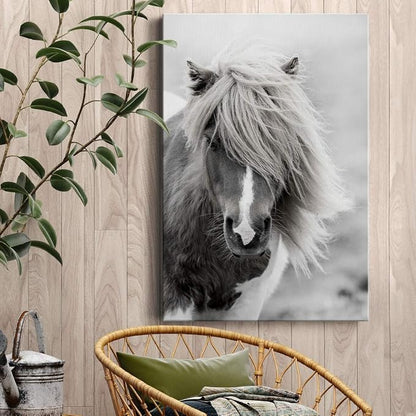 Renditions Gallery Animal Canvas Wall Art Home Paintings & Prints Rustic Vintage Horse Modern Decorations Black & White Wall Hanging Artwork for Bedroom Office Home Kitchen - 18"x27" LT02