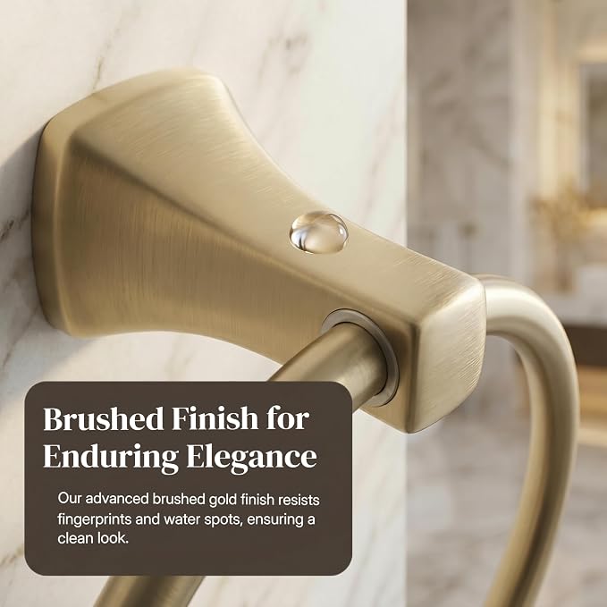 4 Piece Gold Bathroom Hardware Set - Brushed Gold Bathroom Accessories, 23.6 Inch Towel Bar | Towel Hook | Toilet Paper Holder | Hand Towel Holder (Dark Champagne Bronze)