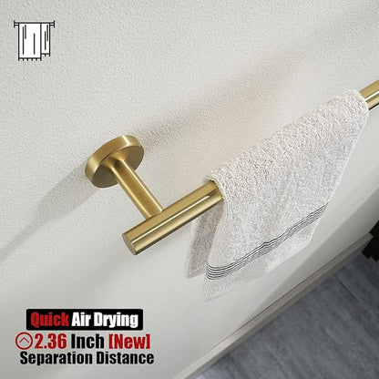 JQK Gold Towel Bar, 33 Inch 304 Stainless Steel Thicken 0.8mm Towel Rack Bathroom, Towel Holder Brushed Golden Wall Mount, Useable Length 30 Inch, TB110L30-BG