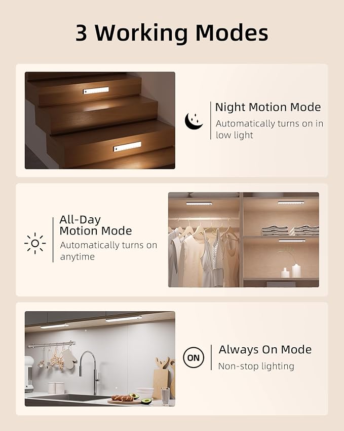 EZVALO Under Cabinet Lighting with Charging Station, Motion Sensor Lights | 6-Pack with Remote, 2000mAh Rechargeable Battery, Wireless, Magnetic, Timer, 3 Color Temps, Kitchen, Closet and More
