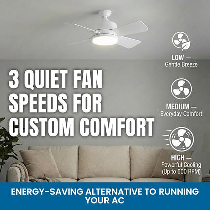 SOCKET BREEZE 15.4" Socket Fan Light Celing Fan with Remote Control | 1000 Lumens, 3 Speed & Light Modes, Portable Easy to Install Ceiling Fans Replacement for Bedroom, Bathroom, Living Room