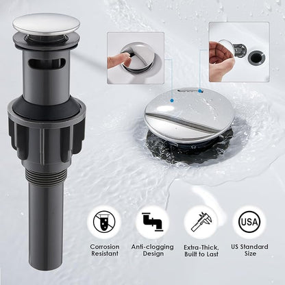 Chrome Bathroom Sink Faucet,Sanliv 3-Piece Widespread Bathroom Faucets for 3-Hole Sinks 4-8 inch,2-Handle Waterfall Vanity Faucet with Drain Assembly,Polished Chrome