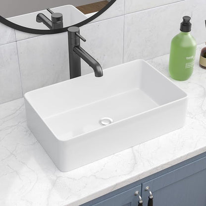 Vessel Sink Rectangle 21"x13" White Rectangular Bathroom Sink | Rectangular Bathroom Sink