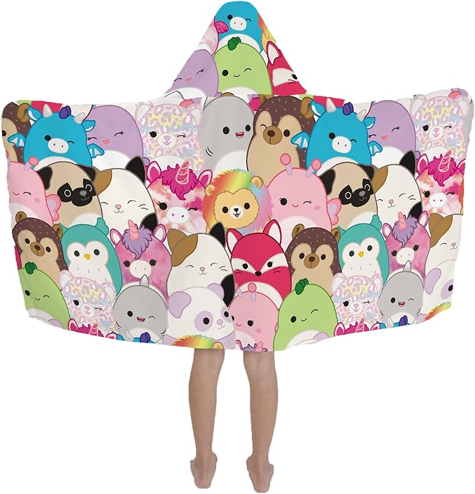Squishmallows Kids Bath/Pool/Beach Soft Cotton Terry Hooded Towel Wrap, 24 in x 50 in, By Franco