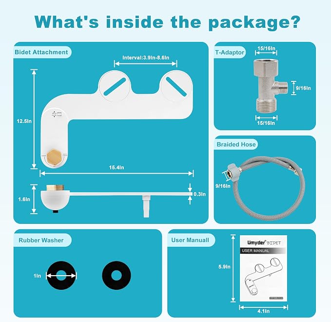 Bidet Attachments for Toilet Seat Non-Electric Cold Wash | Self-Cleaning Retractable Nozzle,Adjustable Water Pressure&Spray Angle,Fits Elongated & Round Toilet,Bamboo Knob,Easy Install