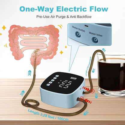 Electric Enema Kit, Enemas for Colon Cleanse for Women Men, 1-100 Levels Water Flow Speed Control with LCD Display, Water & Coffee Enema for Colon Detox Cleanse -16 Tips, External Water Supply (Blue)