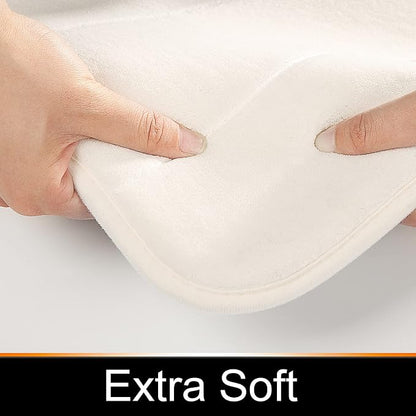 Yimobra Memory Foam Bath Mat, Super Soft Absorbent Bathroom Rug Non Slip, Quick Dry, Machine Washable Floor Carpet for Tub Shower, Home Decor Accessories, 24x17, Cream