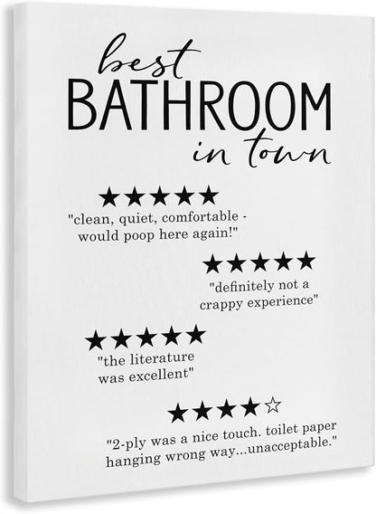 Funny Bathroom Five Star Reviews, 24 x 30 Inch Canvas Wall Art | Stupell Industries · By Lettered and Lined · Ready to hang · Great gift for bathroom decor · Made in USA