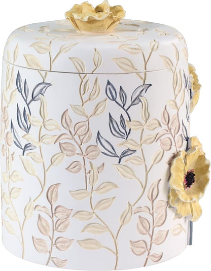 Avanti Linens - Covered Jar, 100% Hand-Painted Resin Bathroom Accessories, Floral Home Decor (Marielle)