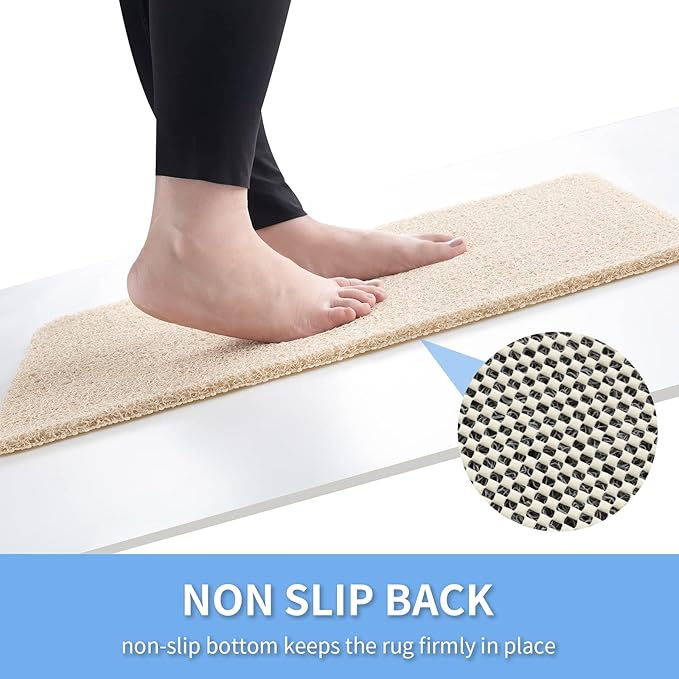 Hargiis Non Slip Bathtub Mat, Anti Slip Shower Mat, Fast Drying Bath Tub Mats, Foot Scrubber Mat, Anti Slip Mat for Tub, Floor, Bathroom, Home, Kitchen, Hotel (Beige 24"x16")