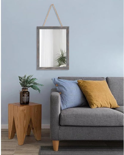 AAZZKANG Wooden Mirror Rectangle Rustic Mirrors for Wall Decorative for Bedroom Bathroom Living Room Entryway Hanging Home Decor