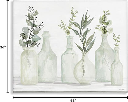 Stupell Industries 'Soft Green Potted Plants Fresh Herbs Still Life', Canvas Art, 48 x 36 Inches, Easy to Hang and Sturdy, Made in USA, by Cindy Jacobs | Stupell Industries | 48 x 36 Inches, Easy to Hang and Sturdy, Made in USA, by Cindy Jacobs