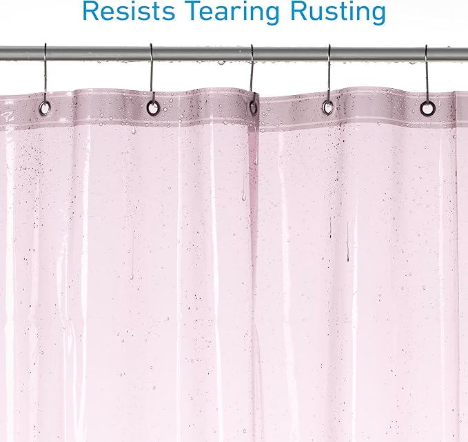 EHZNZIE Shower Curtain Liner Light Weight PEVA, Shower Liner 72x72 Inches, Waterproof, No Chemical Smell with 12 Rust Proof Metal Grommets for Bathroom Shower Curtain, Pink
