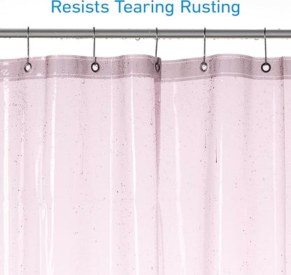 EHZNZIE Shower Curtain Liner Light Weight PEVA, Shower Liner 72x72 Inches, Waterproof, No Chemical Smell with 12 Rust Proof Metal Grommets for Bathroom Shower Curtain, Pink