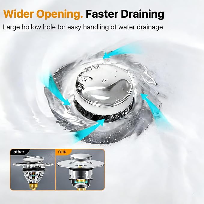 Bathroom Sink Drain Strainer Hair Catcher, Pop Up Universal Sink Drain Stopper with Removable Drain Filter Basket,Stainless Steel Drain Filter Cover Replacement, Sink Plug, Sink Trap,Drain Screen