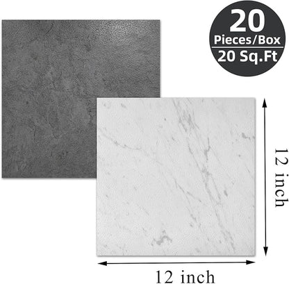 Peel and Stick Floor Tile 12 x 12 Inch Self Adhesive Marble Vinyl Flooring | waterproof and removable sticker tiles, 20-pack covers 20 Sq. Ft, DIY tiles for bedroom, bathroom, kitchen and dining room