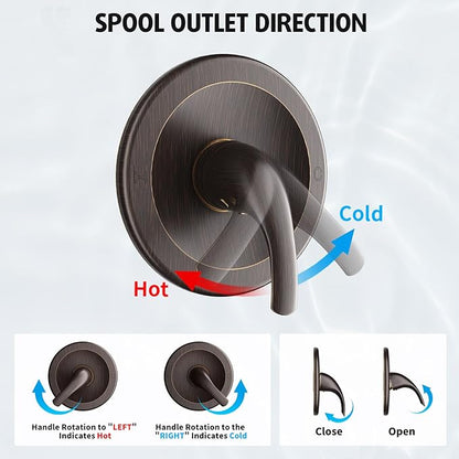 EMBATHER Shower Faucet Set, Single Handle Control Shower Valve and Trim Kit, Shower Faucets Sets Complete with 6 Inch Rain Shower Head, Oil Rubbed Bronze