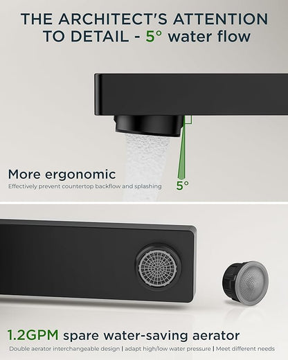 FORIOUS 2 Pack Black Bathroom Faucets 3 Hole, 2 Handle Matte Black Bathroom Sink Faucet 8 in Widespread Restroom Sink Tap with Metal Drain, Supply Hose and Spare Water Saving Aerator, Commercial