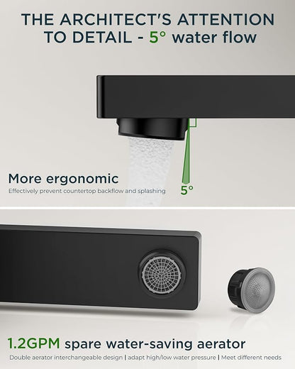 FORIOUS Black Bathroom Faucet 3 Hole, Matte Black Bathroom Sink Faucet Wide | 8 Inch Widespread Faucet for Bathroom Sink, 2 Handle Commercial Restroom Sink Faucet Vanity 3 Holes with Water Saving Aerator