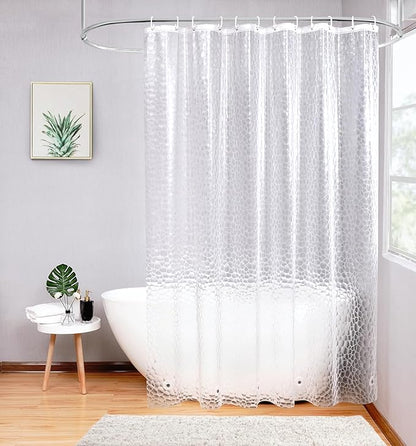 AooHome 3D Water Cube Shower Curtain Liner, Clear Eva Shower Curtain with Bottom Magnets, Heavy Duty, 72x78 Inch, Semi Transparent